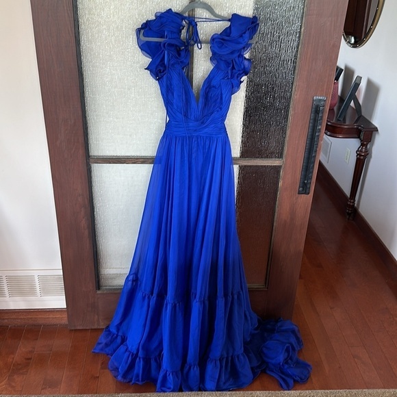 Mac Duggal 67911 Chiffon Cutout Ruffled Empire Waist Dress Size 14 NWT - Picture 5 of 7